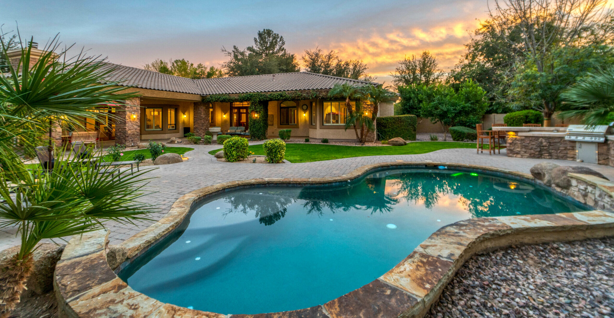 Oak River Landscaping — North Bay landscape at dusk